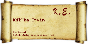 Kóka Ervin névjegykártya