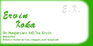 ervin koka business card